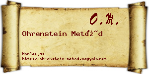 Ohrenstein Metód névjegykártya